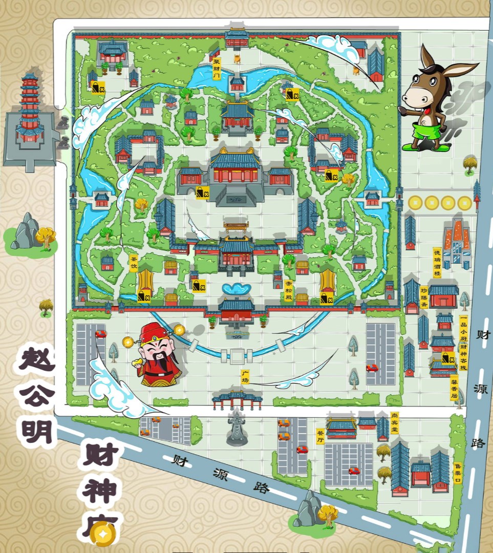 洛南寺庙类手绘地图